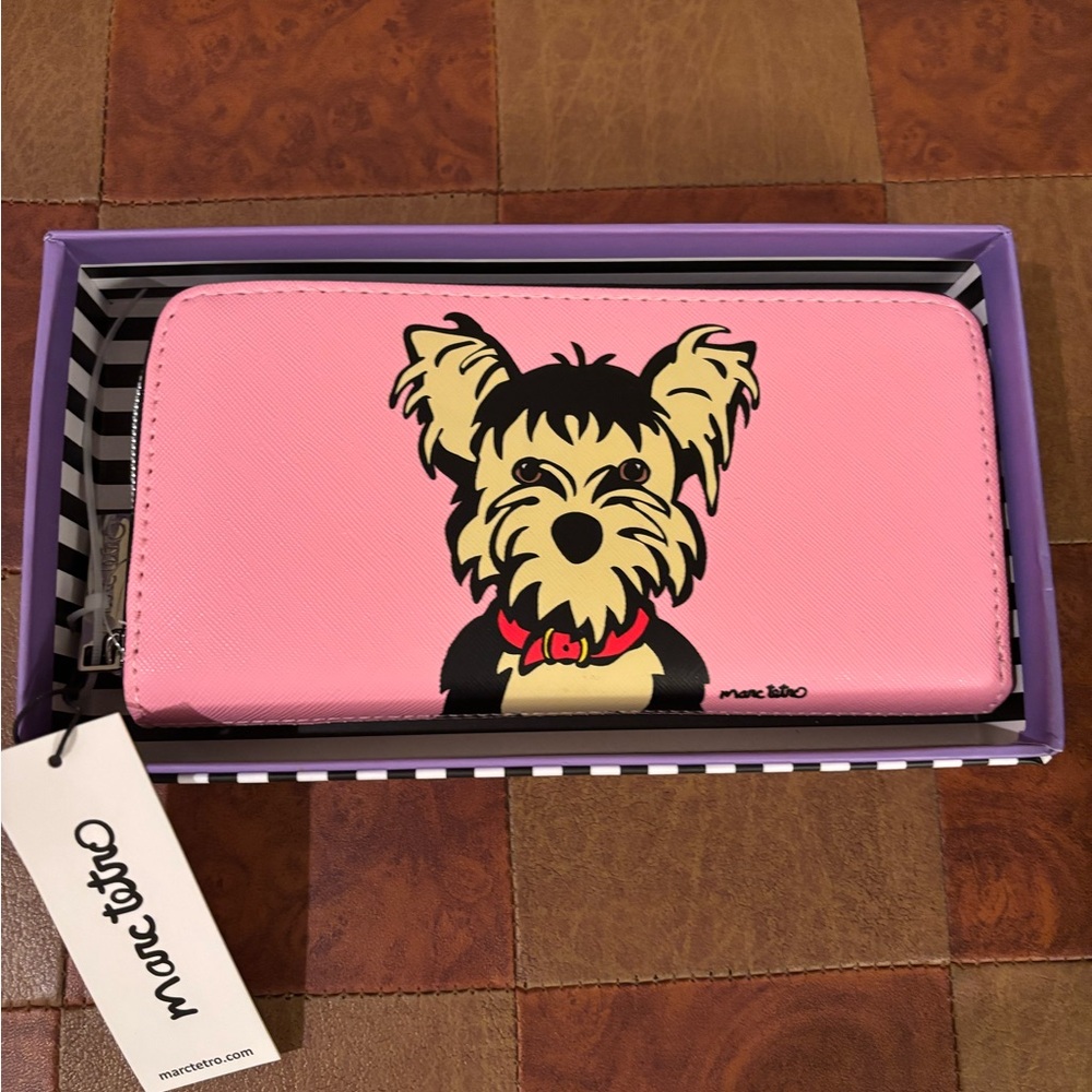 Marc Tetro Pink Wallet Terrier Dog Design. NWT. In box.